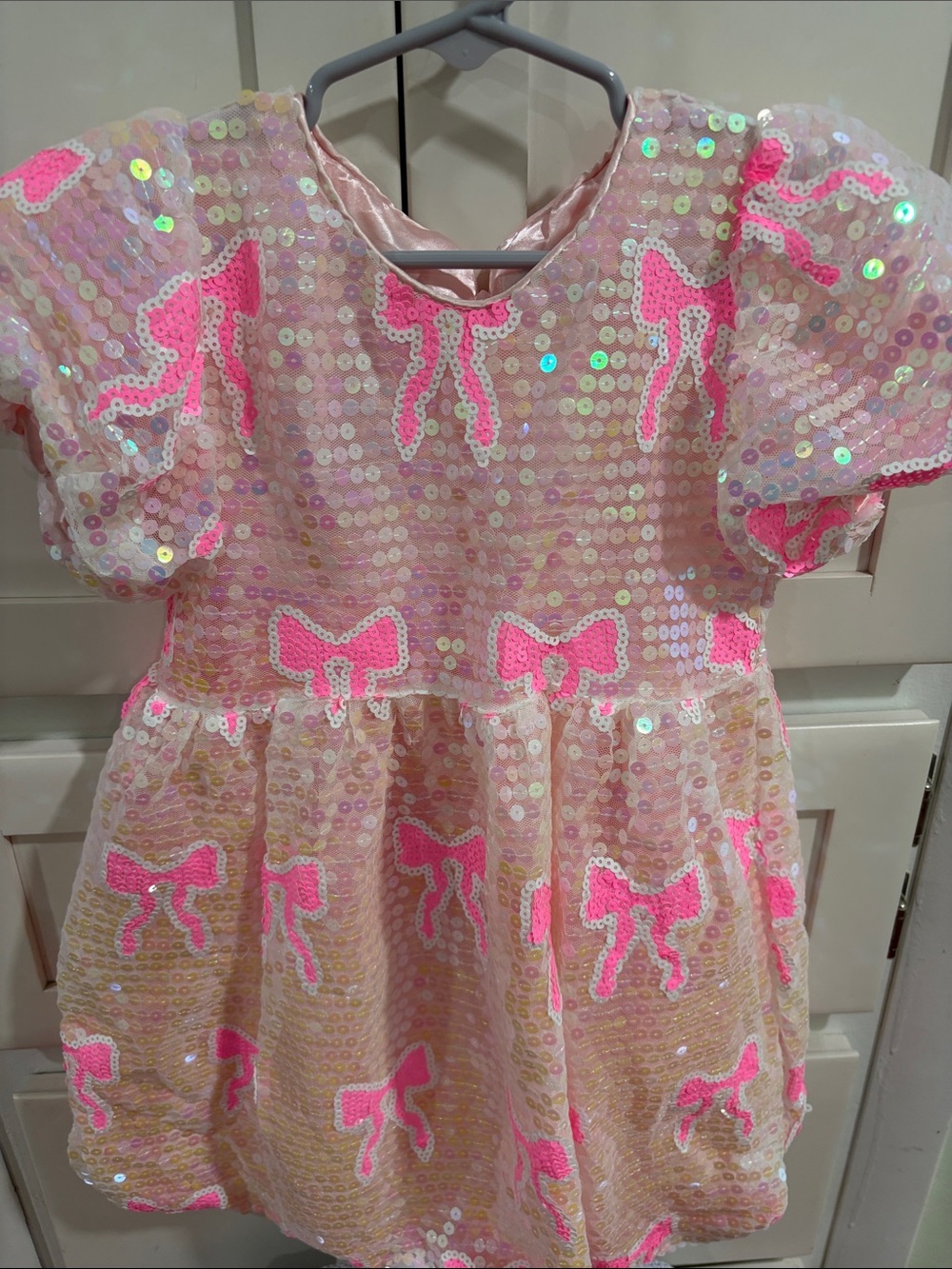 Lola + The Boys Pink Sequin Bow Party Dress